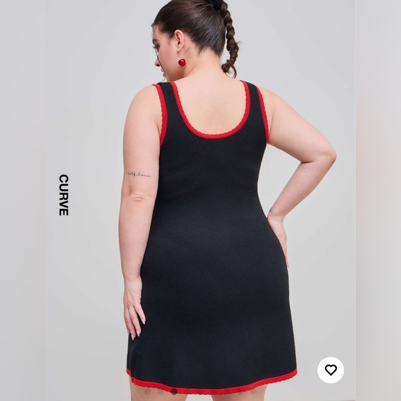 Knit V-Neck Strawberry, Cherry, Chili Embroidered knotted Mini Dress - Picture 4 of 6